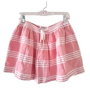 Jack Wills 100% Cotton Pink + White Stripe Flounce Pleated Mini Skirt - Size 6